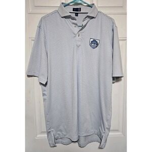 Stitch‎ Golf Polo Shirt Mens Size Medium Blue White Stripes